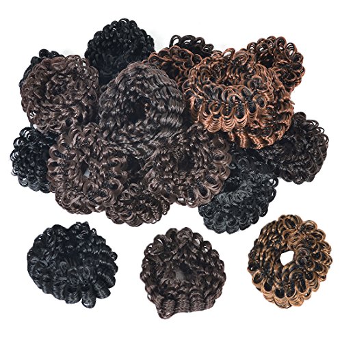 uxcell Scrunchy Hair Bun Updo Hairpiece Extensions Wavy Curly Hair Bun Donut Chignons Hair Piece Wig 20pcs