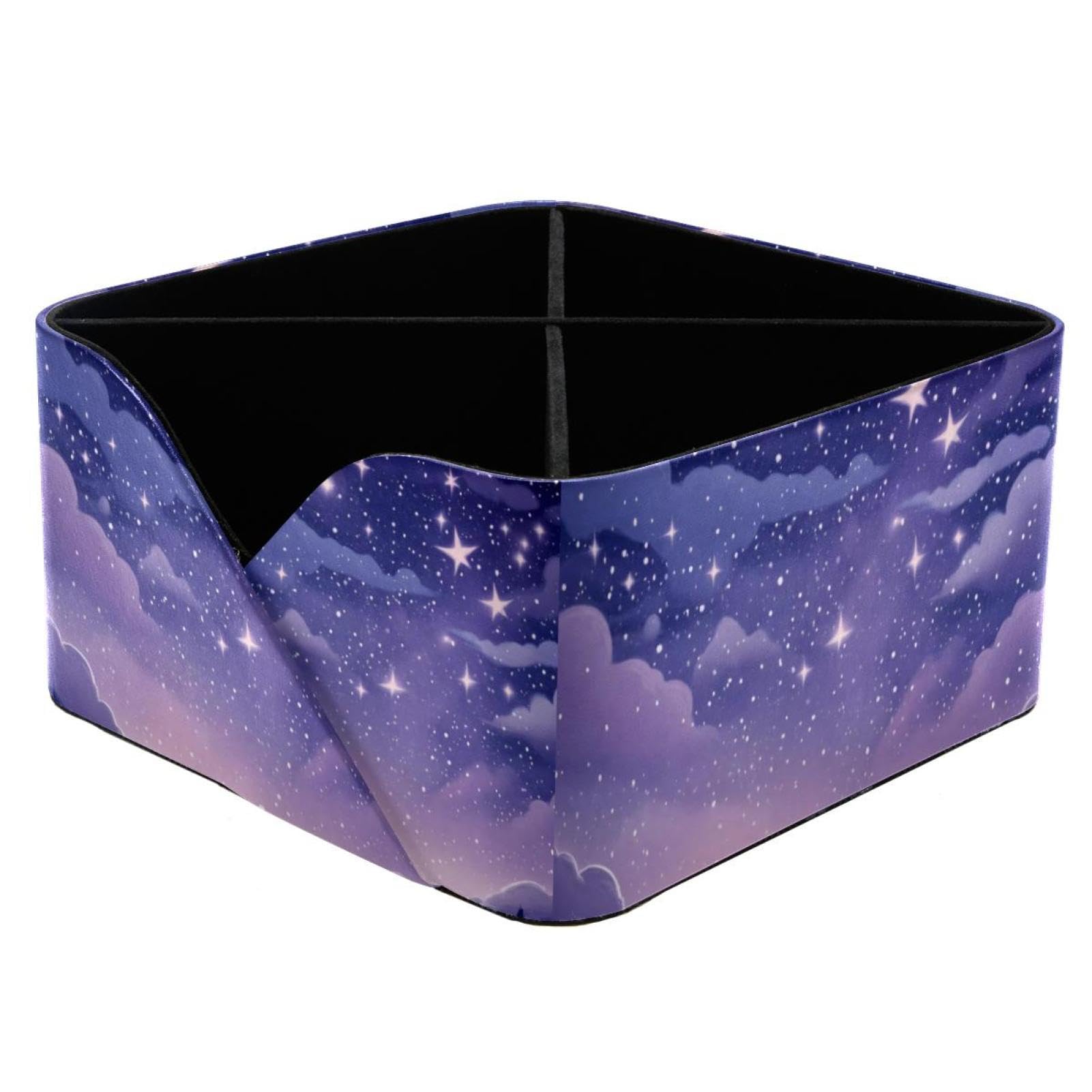 Organiseur de bureau violet ciel étoilé - Boîte de rangement rectangulaire papeterie et cosmétique
