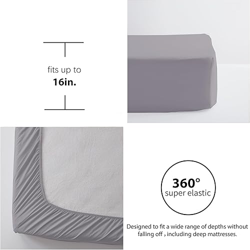 Miniatura 6 de Zzlpp Juego de edredón King de 7 piezas, ropa de cama de teñido catiónico gris en una bolsa con sábanas, juegos de edredón para todas las estaciones