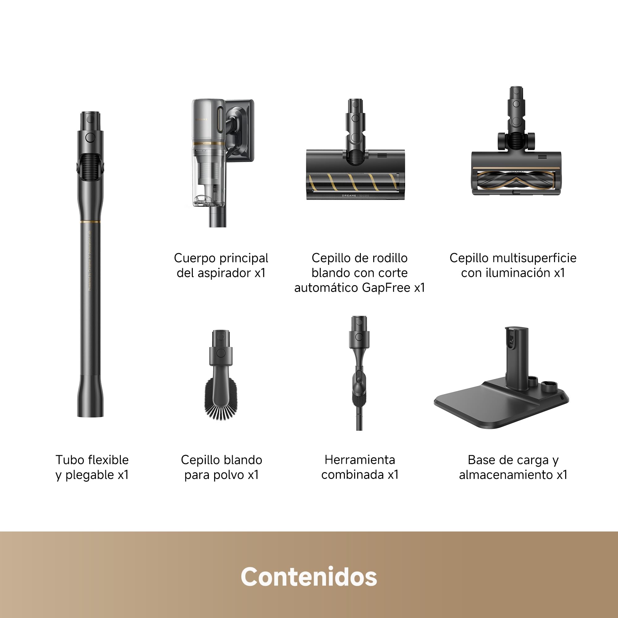 DREAME V20 Pro-A Aspirador Sin Cable, Limpieza de Bordes a 0 mm, Sin Enredos, Limpieza de Suelos Duros y Alfombras, 24000 PA/Succión de 210 AW, 90 min de Autonomía Máx., Limpieza de Pelo de Mascotas