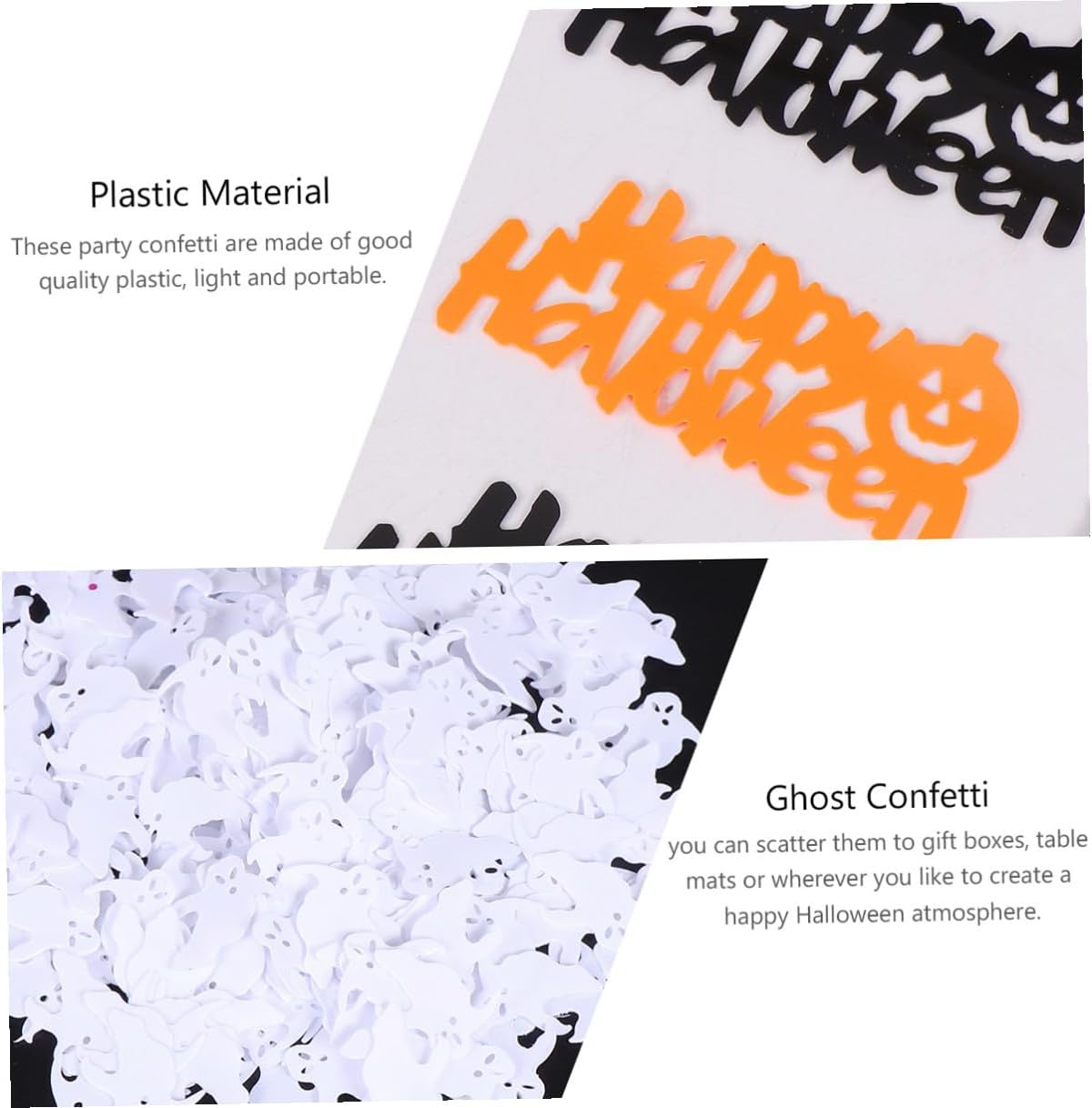 Operitacx Halloween Party Confetti Mix 78g – Orange Black Pumpkin, Ghost, Spider, Skull Plastic Confetti for Halloween Decorations and Table Scatter