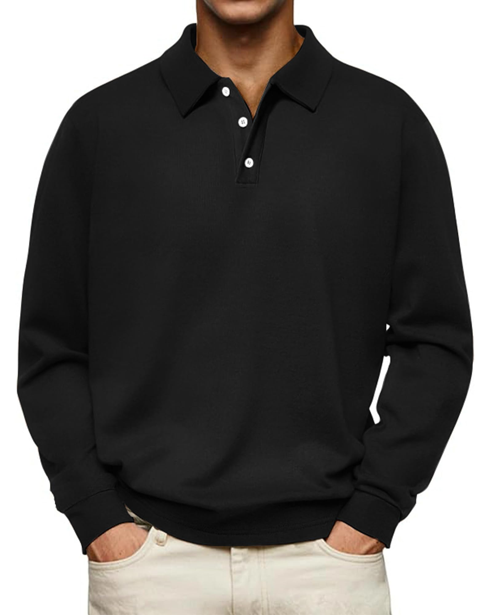 Rela Bota Men's Polo Shirts Long Sleeve Collared Casual Golf T-Shirts Knit Pullover Classic Style