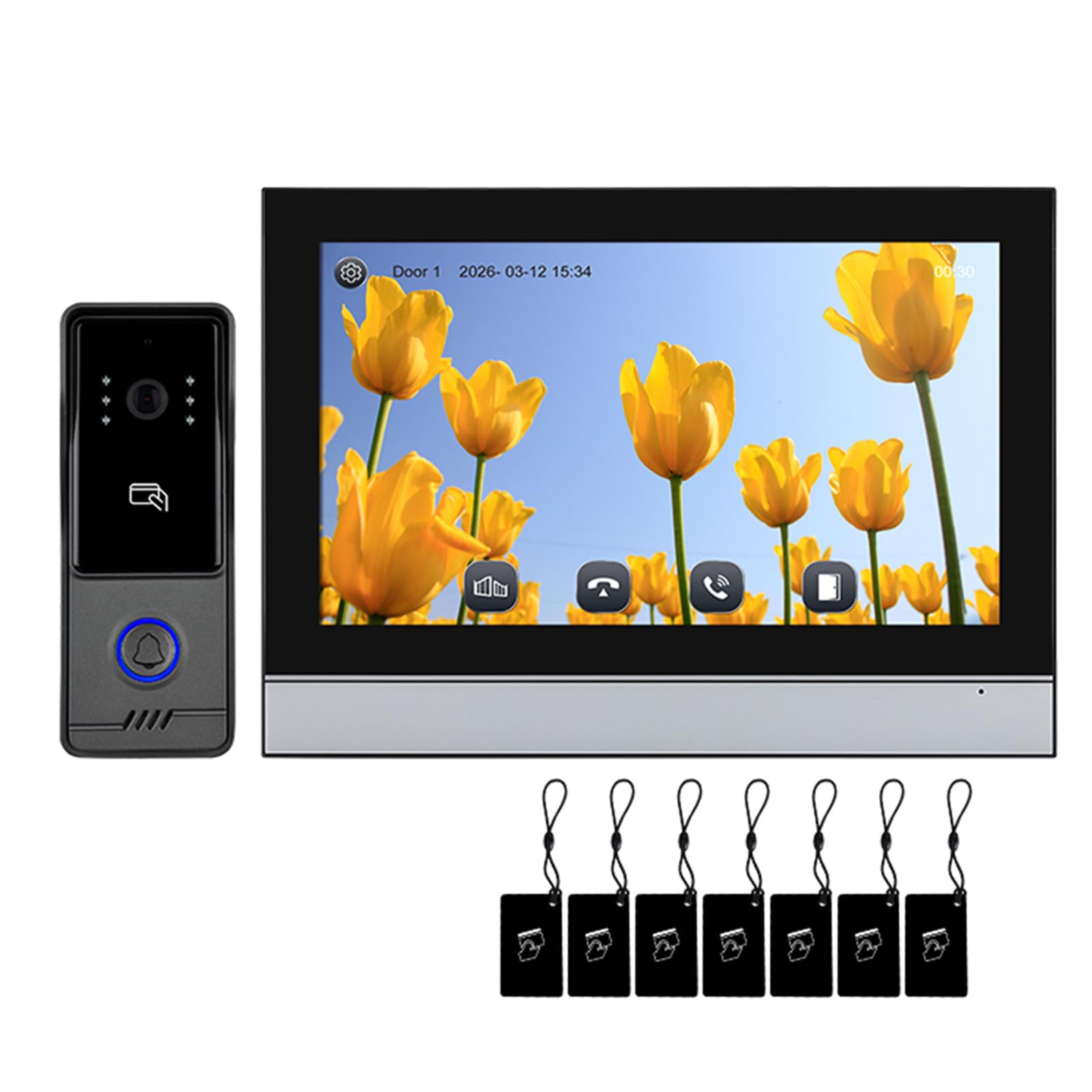 Videocitofono Cablato 10 Pollici, Telecamera Campanello 2K con Rilevamento del Movimento per Visione Notturna Audio Bidirezionale Sblocco Remoto per Appartamento (Spina UE 100-240 V)