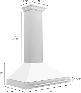 ZLINE 36 in. Convertible Satin Stainless Steel Wall Mount Range Hood with White Matte Shell and Stainless Steel Handle (KB4SNX-WM-36)