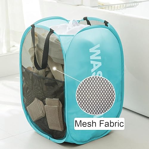 Miniatura 3 de Buenod Cestos de lavandería desplegables, cestas plegables de malla para la lavandería, paquete de 2 cestas de almacenamiento para el hogar,