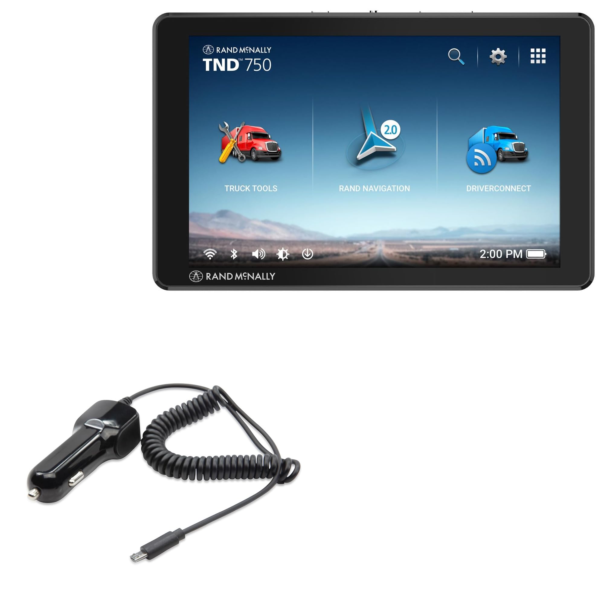 BoxWave Car Charger Compatible with Rand McNally TND 750 - Car Charger Plus, Car Charger Extra USB Port with Integrated Cable - Black