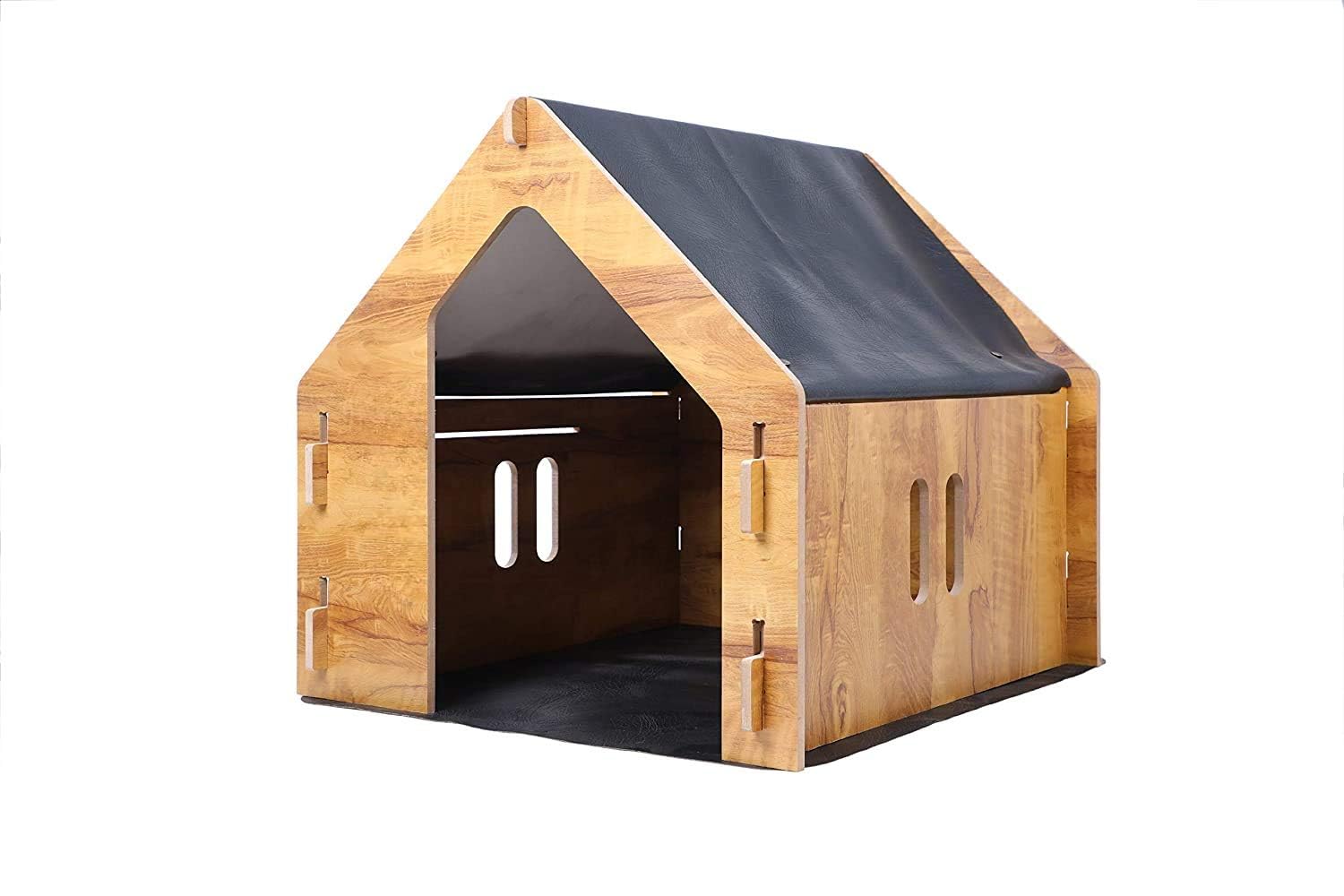 Cat House Dog House Pet House for Dogs Large Wooden Doghouse for Small Medium Dog Foldable Pet House Wooden Dog House Cat House with Foldable Mat and Roof (Small) 2