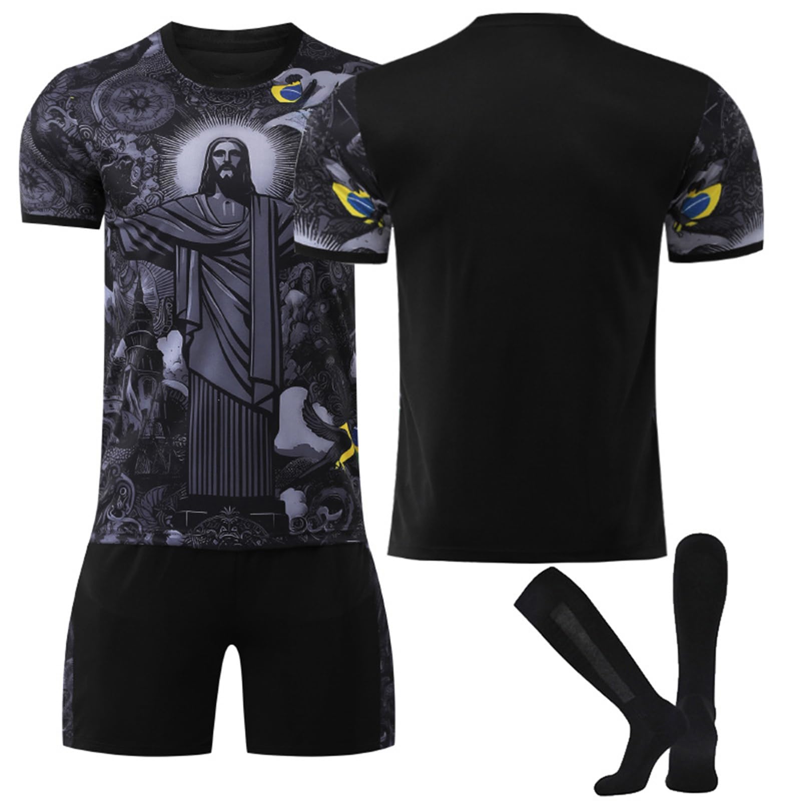 Maillots de football personnalisés Jesus Brazil, maillots pour hommes et enfants, tenues de sport avec noms et numéros personnalisables - 4