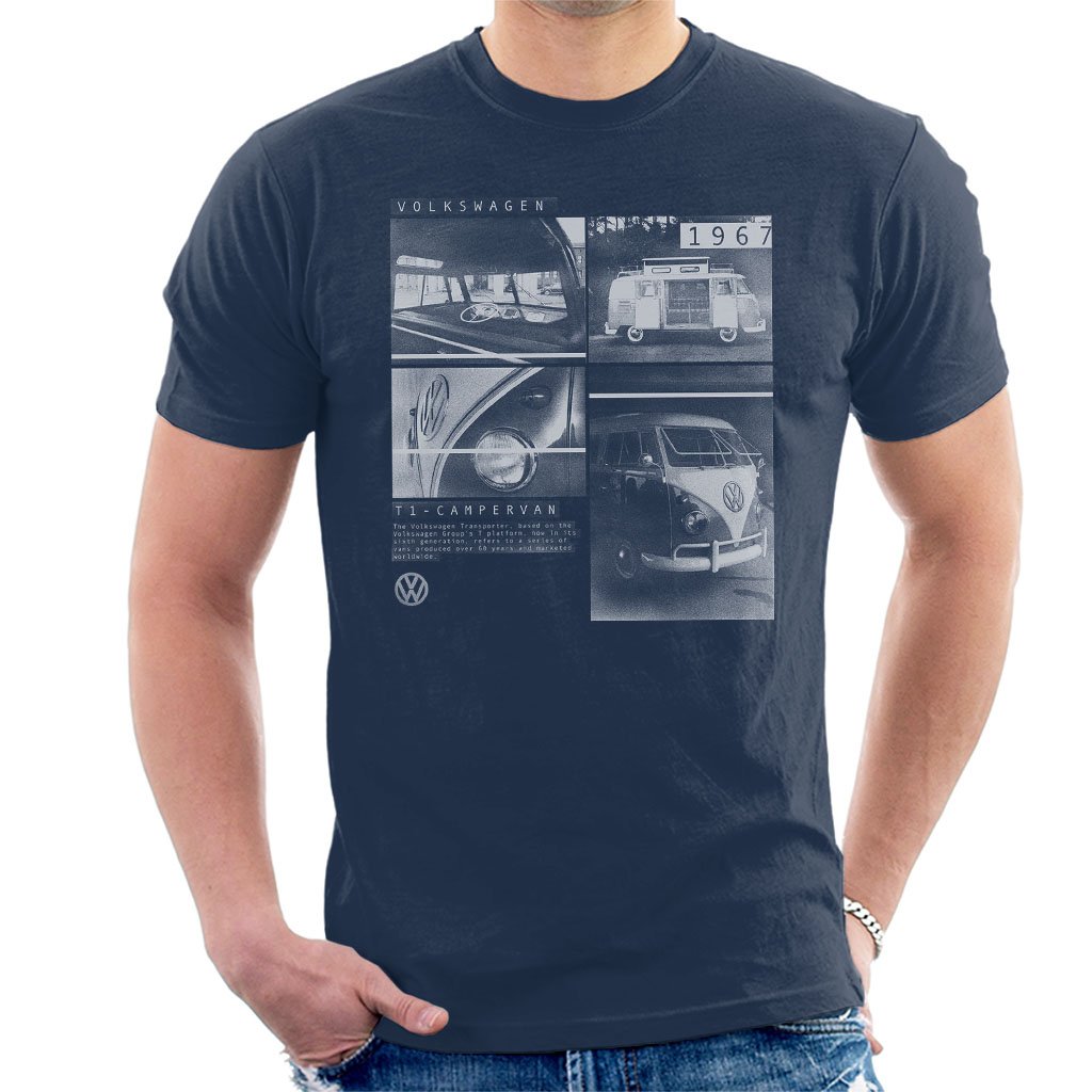 Volkswagen Men's Navy Blue T1 Campervan 1967 Shots T-Shirt