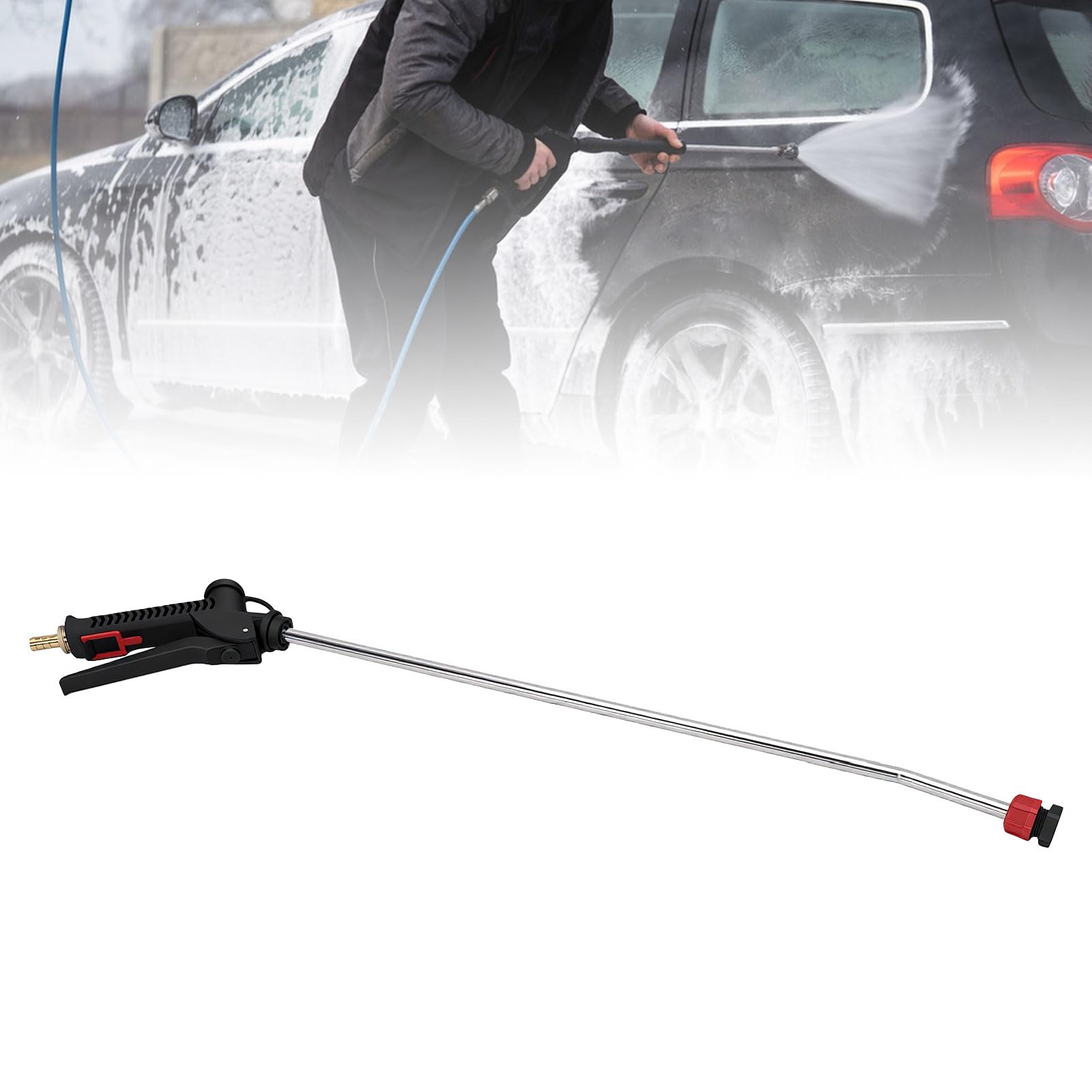 Luocute Myjka Ciśnieniowa Pistolet do Piany z dyszą 90 Stopni, szybkozłączką 1/4, lancą Przedłużającą 59 Cm, Zabezpieczeniem Przed Dziećmi do Samochodu, Kampera, Quada, łodzi