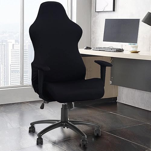 Miniatura 2 de Deisy Dee Fundas de tela elásticas de poliéster para silla reclinable de carreras y juegos (Solo fundas para silla) (Negro)