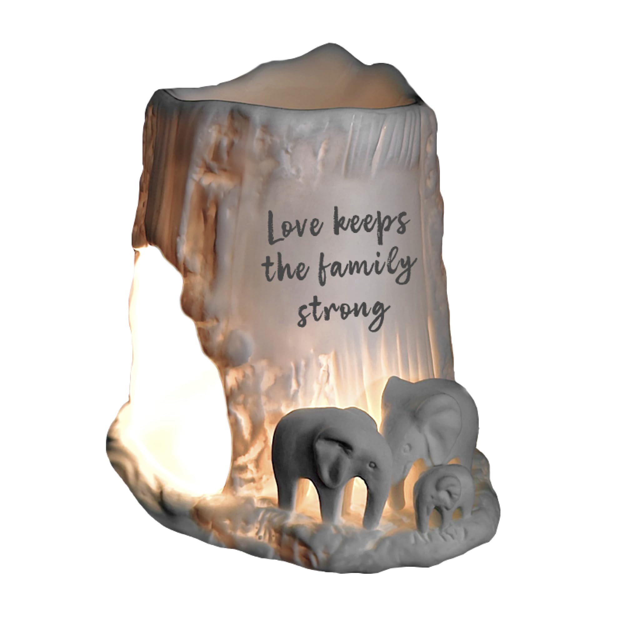 Cello Women's Teal Elephant Ight Burner - Love Keeps The Family Strong. Porcelain Decor, Wax Melt & Essential Oil Burner. Elephant Wax Burner & Ornament, Gifts For