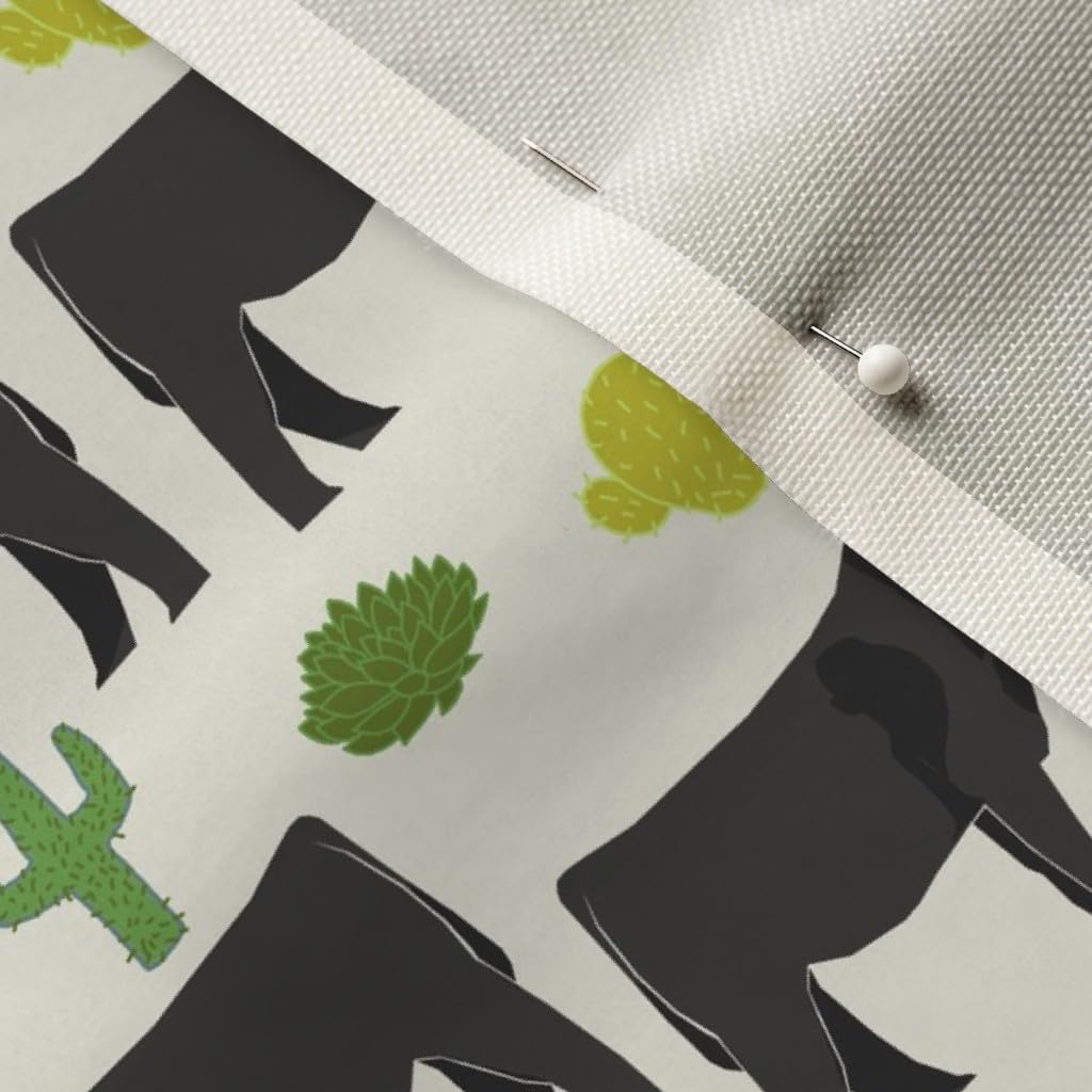Spoonflower Fabric - Cattle Cactus Cream Cow Show Steer Farm Printed on Upholstery Velvet Fabric Fat Quarter - Upholstery Home Decor Bottomweight Apparel