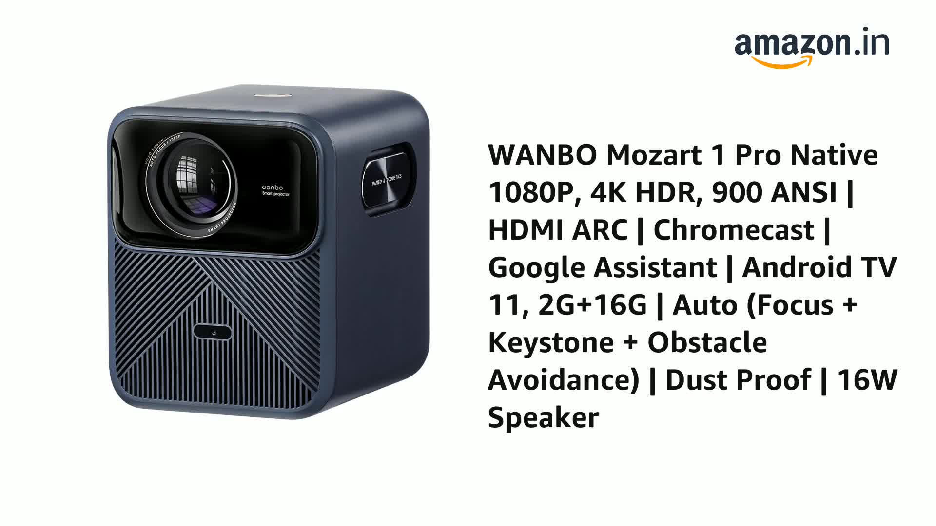 新品未開封　Wanbo Mozart 1 ProAndroid TV 11.0 WANBO Mozart 1 Pro Native 1080P, 4K HDR, 18000 Lumens | HDMI ARC