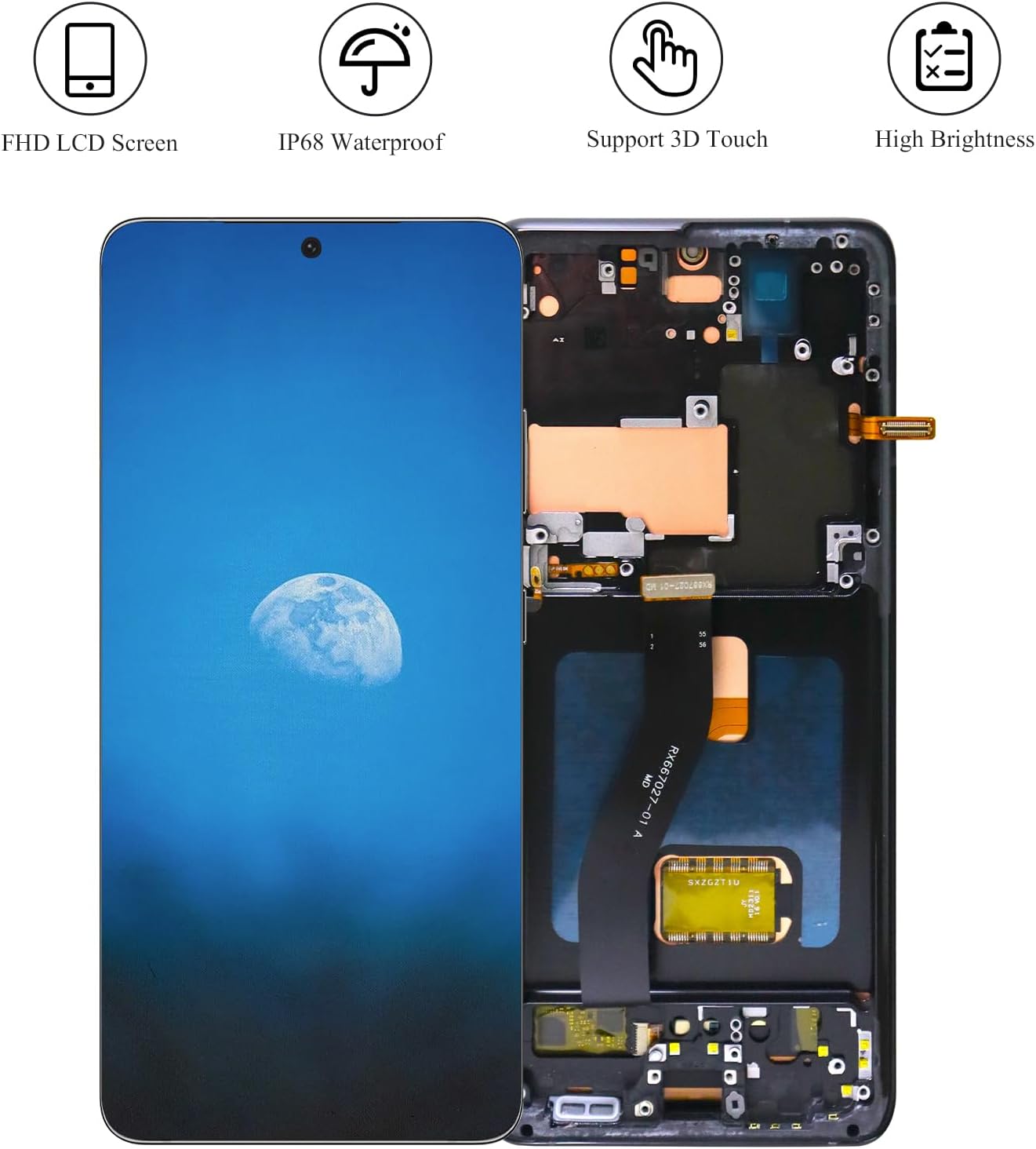 OLED for Samsung S21 Ultra 5G Screen Replacement (Model: SM-G998U G998A G998W) Frame Display Digitizer with Repair Tools