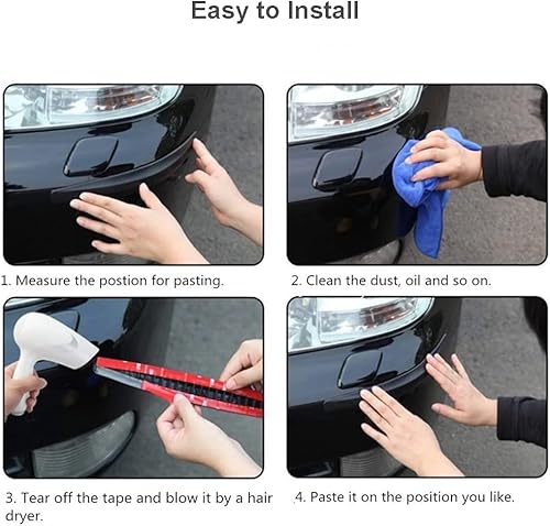 Miniatura 5 de Paquete de 4 tiras protectoras de parachoques de automóvil, protector de parachoques delantero y trasero para tiras anticolisión, protector