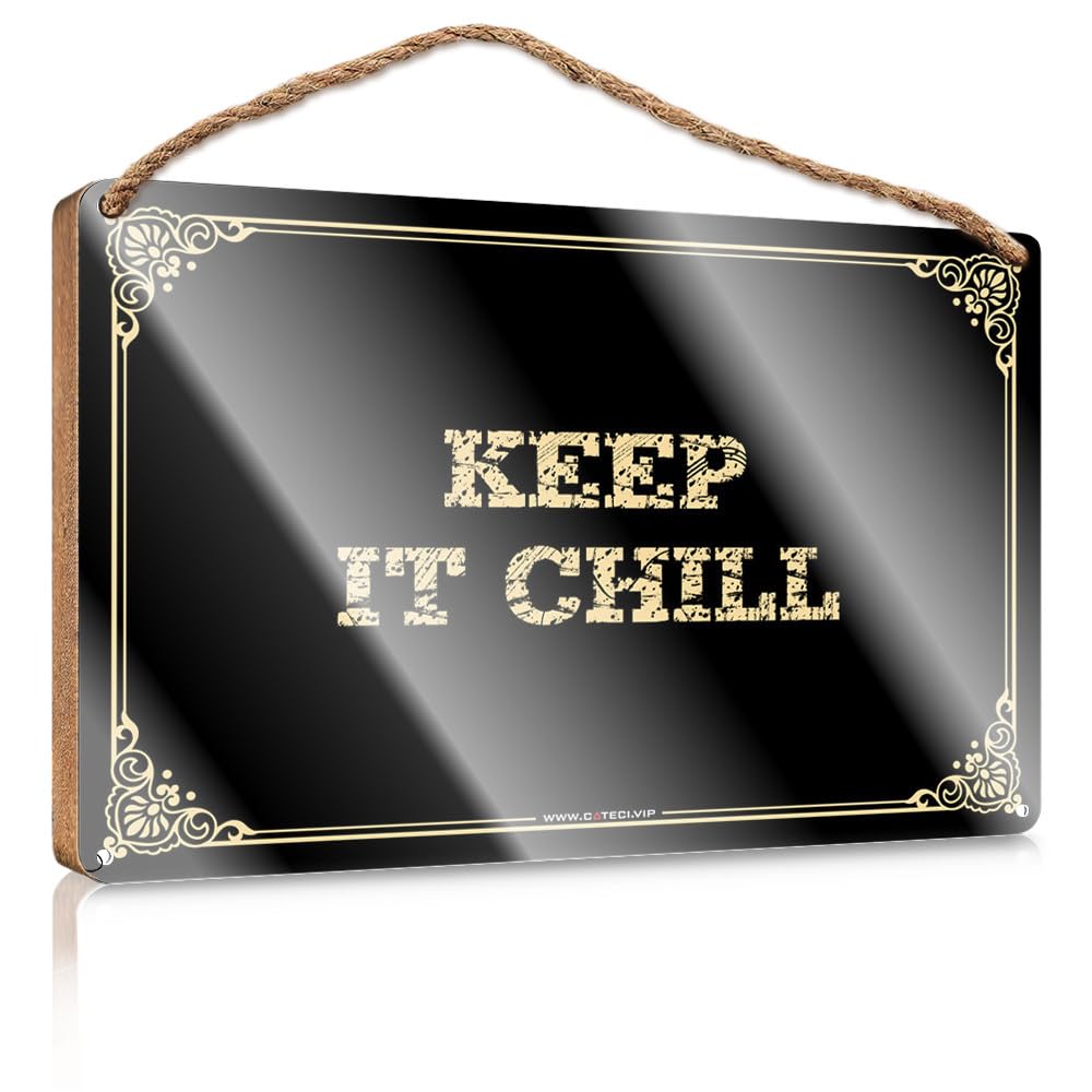 MAHQPZXSF Quote Wood Plaque Keep It Chill Wooden Sign Family Wall Decor Signs And Plaques(15X28CM)