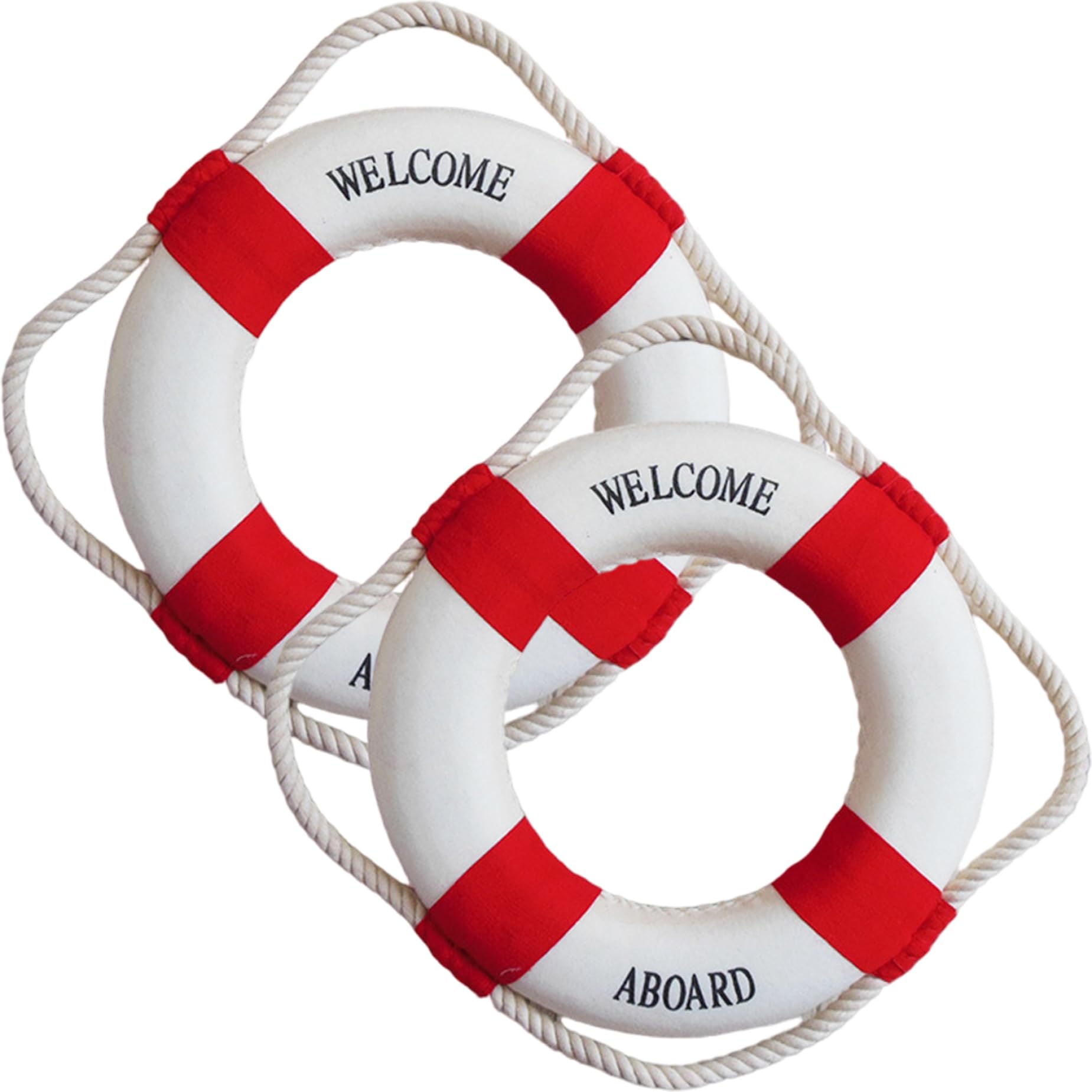 2Pcs 8 Inch Pool Safety Life Preserver Ring with Perimeter Rope Portable Lightweight Throwable Flotation Device for Swimming Pool Lake River Seaside Mediterranean Decor