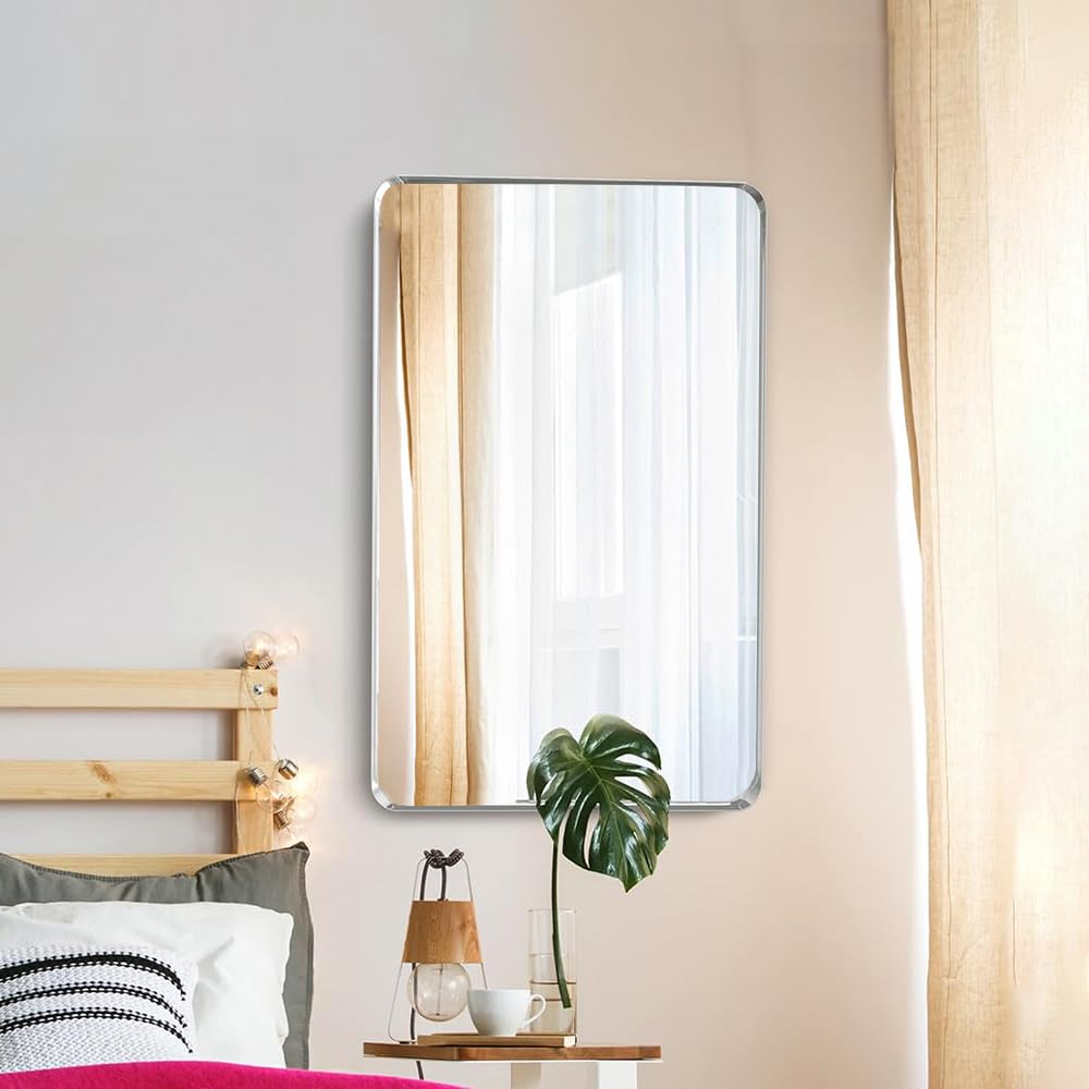 KohlerEssential Rectangle Decorative HD Mirror 560mm X 864mm (22"x 34"), Glossy Polished Chrome Finish with Silver Coated Glass, Corrosion Proof, Stainless Steel with Elegant and Timeless Design