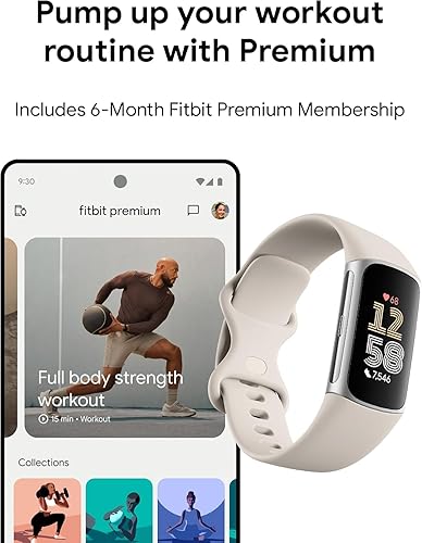 Miniatura 4 de Fitbit Charge 6 - Rastreador de actividad física con frecuencia cardíaca, GPS, membresía premium, herramientas de salud, porcelanaplata, x (renovado)