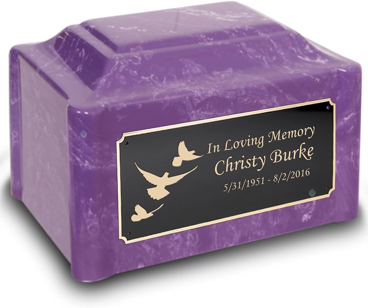 GetUrnsAdult Devotion Cultured Marble Doves Custom Engraved Cremation Urn (Imperial)