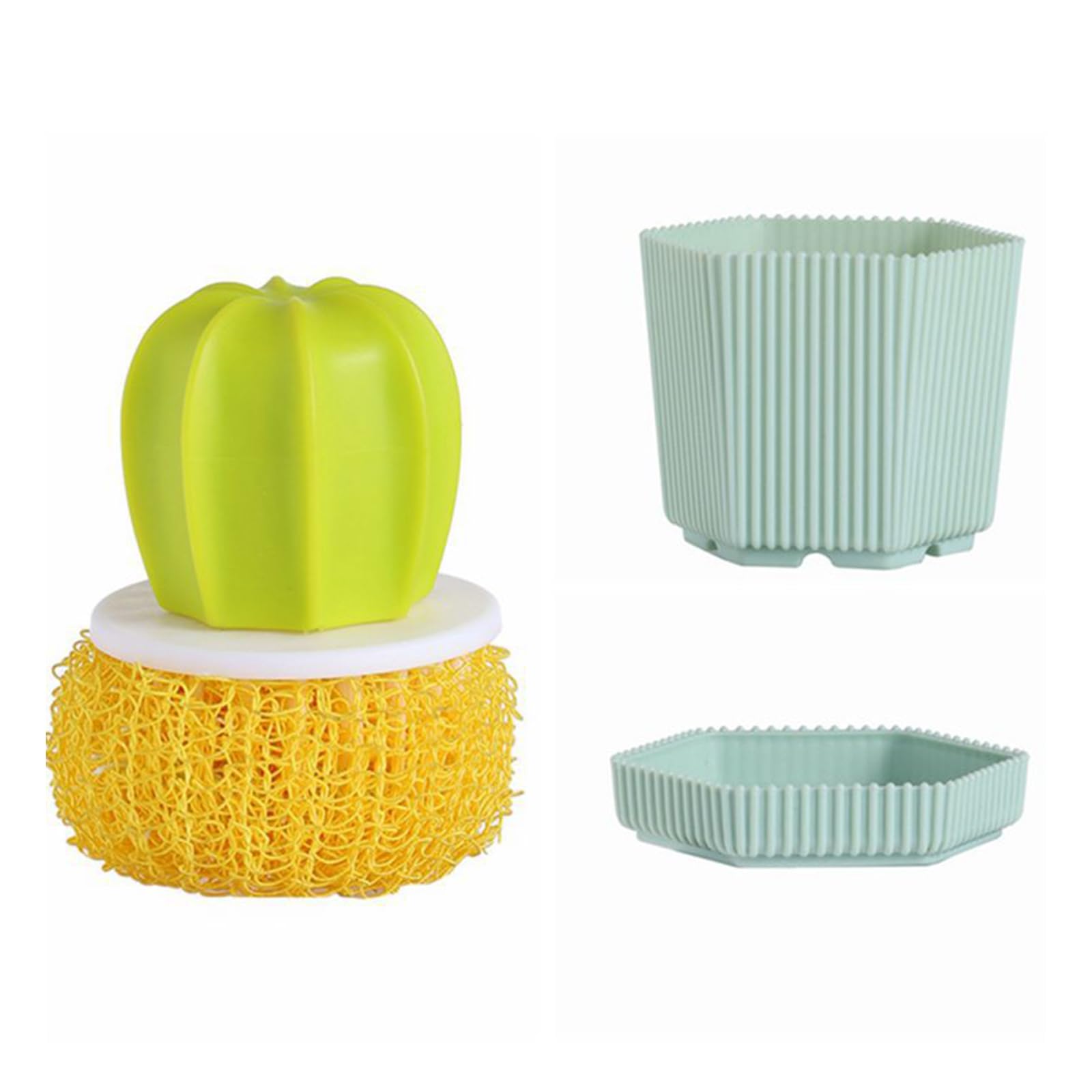 Efficient Cactus Theme Scouring Brush for Pots Pans and Countertops Ergonomic Scrubbing for Kitchen Dishes Washing Cookware Cleaning