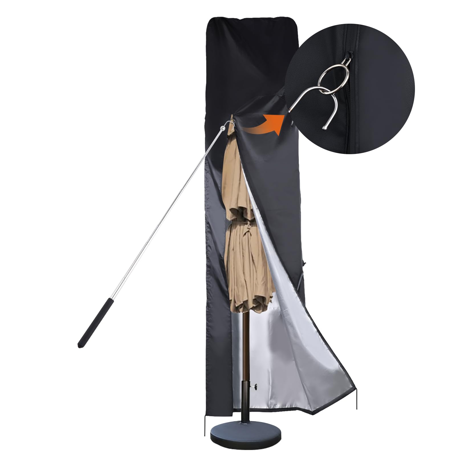 DOCEPERT Cantilever Umbrella Covers for Outdoor Umbrellas 9-13ft,420D Oxford Fabric Patio Offset Umbrella Cover or Large Market Umbrella,Garden