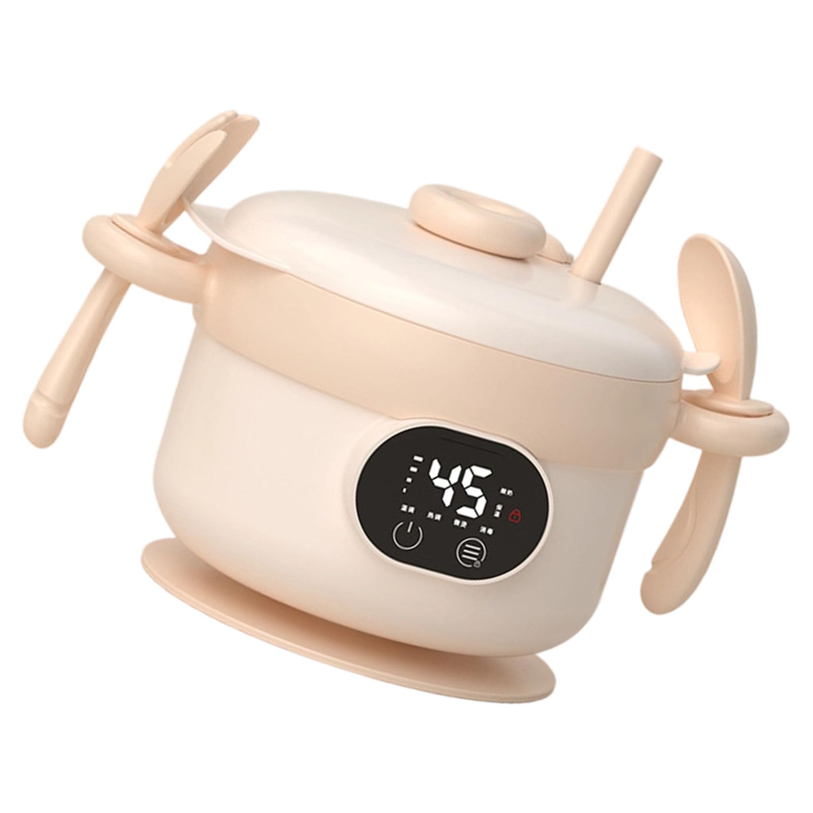 Whoasyst Ergonomic Cordless Stainless Steel Food Warmer Bowl with Adjustable Temperature for Home Use or Outdoor Trips Intelligent Temperature Control Bowl