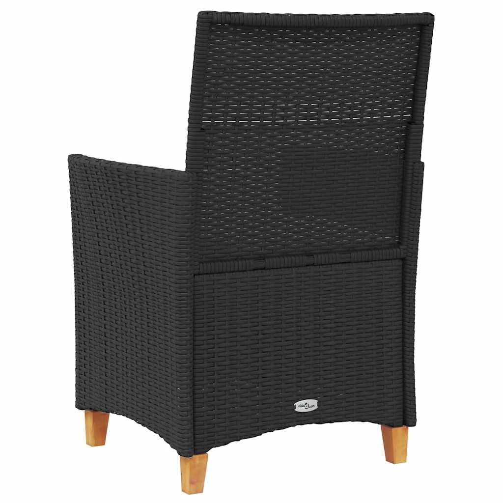 vidaXL Lot de 2 Chaises de Jardin avec Coussins, Sièges avec Accoudoirs, Fauteuils de Terrasse Patio, Moderne, Noir Résine Tressée et Bois