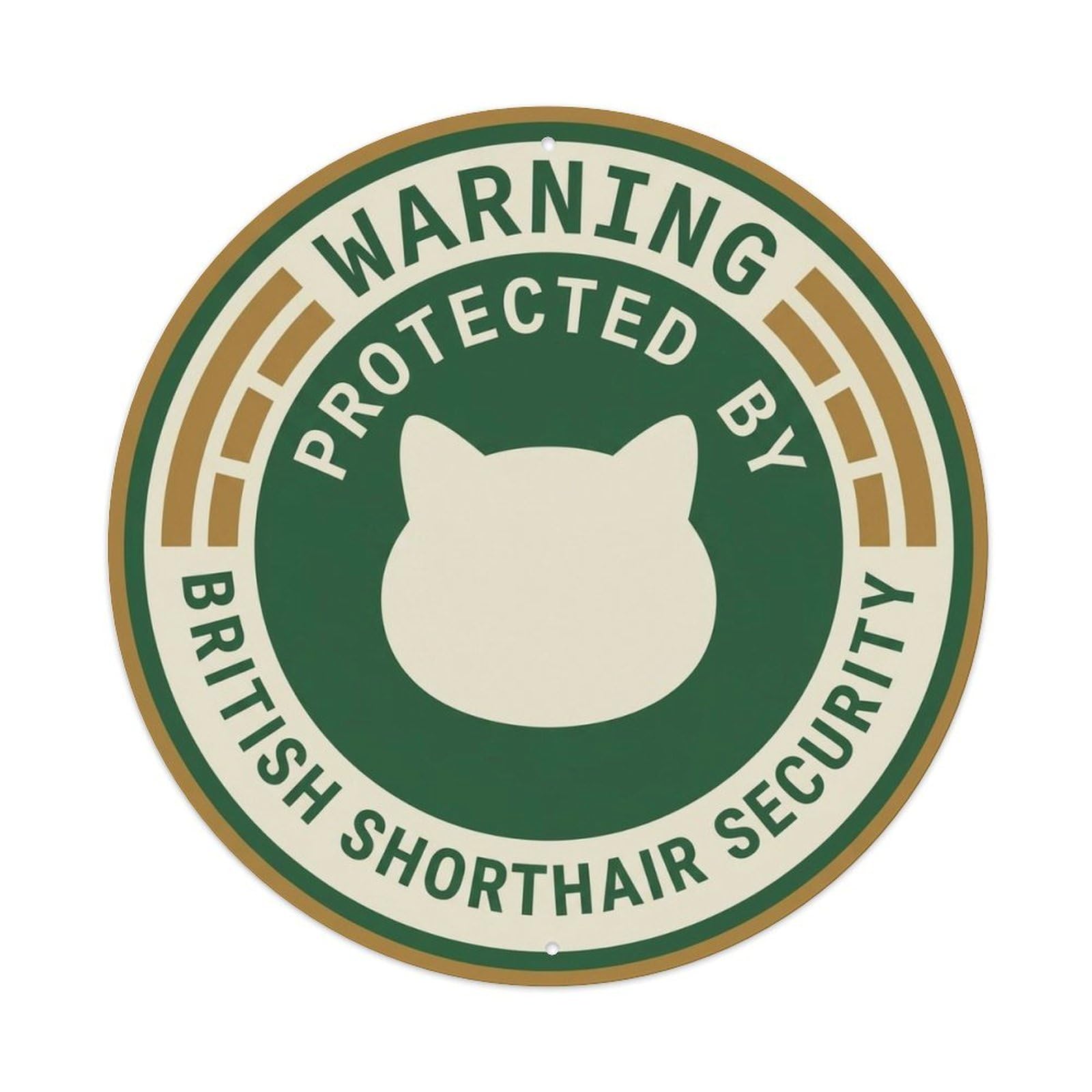 British Shorthair Security Warning Bold Flat Metal Tin Sign