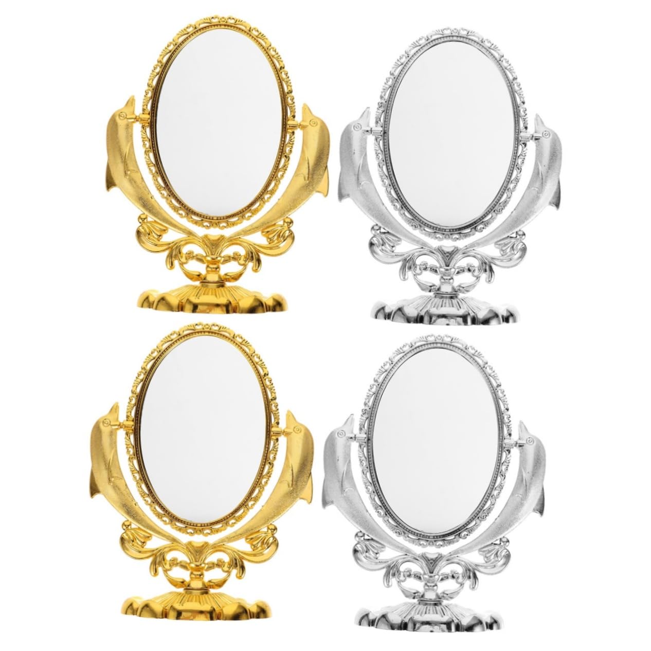 Miroir de beauté rotatif gothique aux finitions ciselées pour coiffeuse