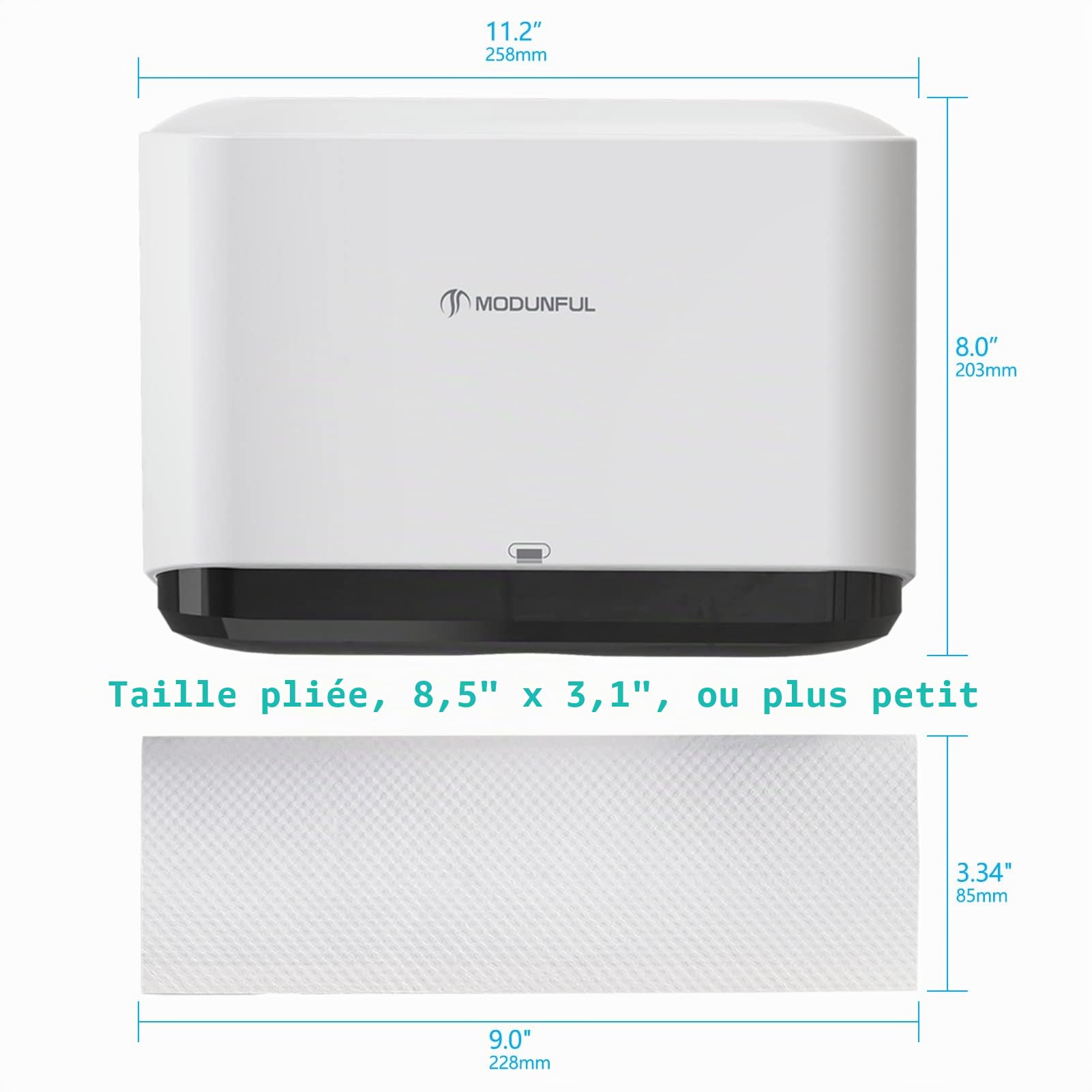 Distributeur Essuie Main Mural (Sans Perçage) Pour Papier Multiplie/Tri-Pliage - Pour Hôtels et Foyers, 200 Tirages