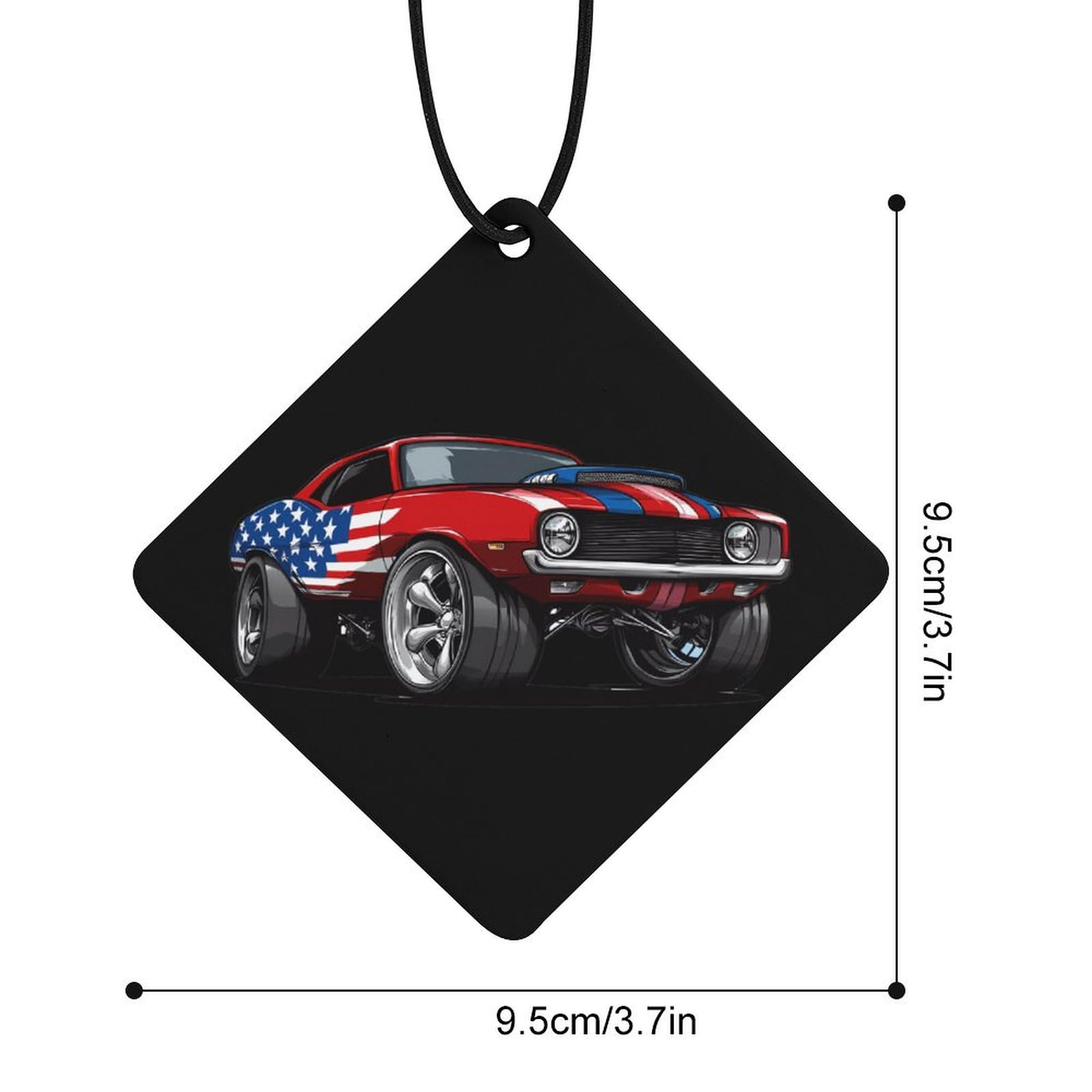 Muscle Car with Am-erican Flag Car Air Freshener Hanging Aromatherapy Tablets for Car Accessories Rhombus
