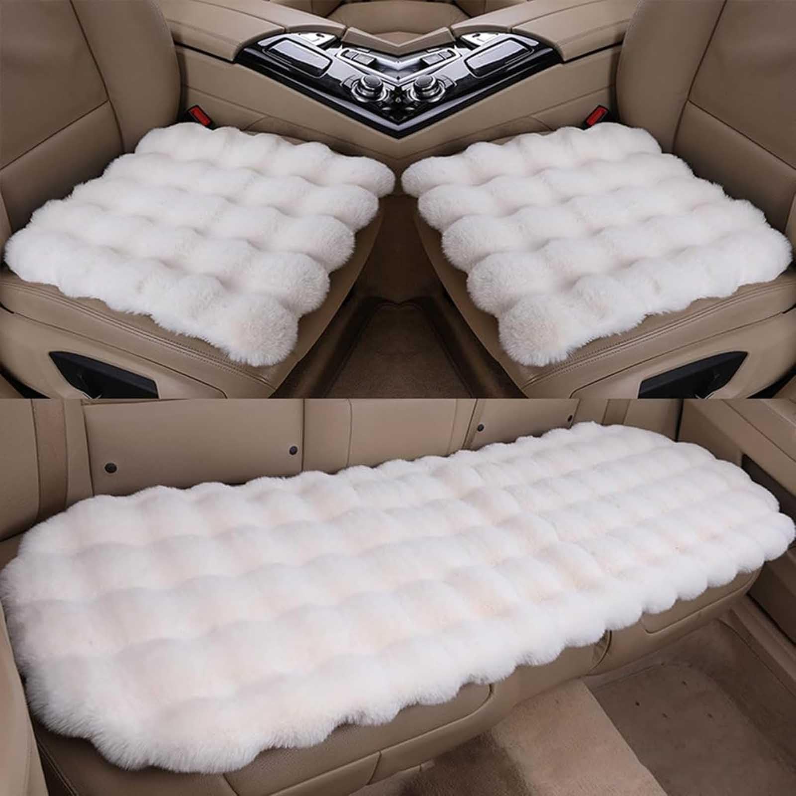 Funda de Asiento de Felpa con Tacto Suave para Toyota Prado 5seats 2010-2019, Cojín Cálido para Conducción para Asientos Delanteros y Trasero,Beige