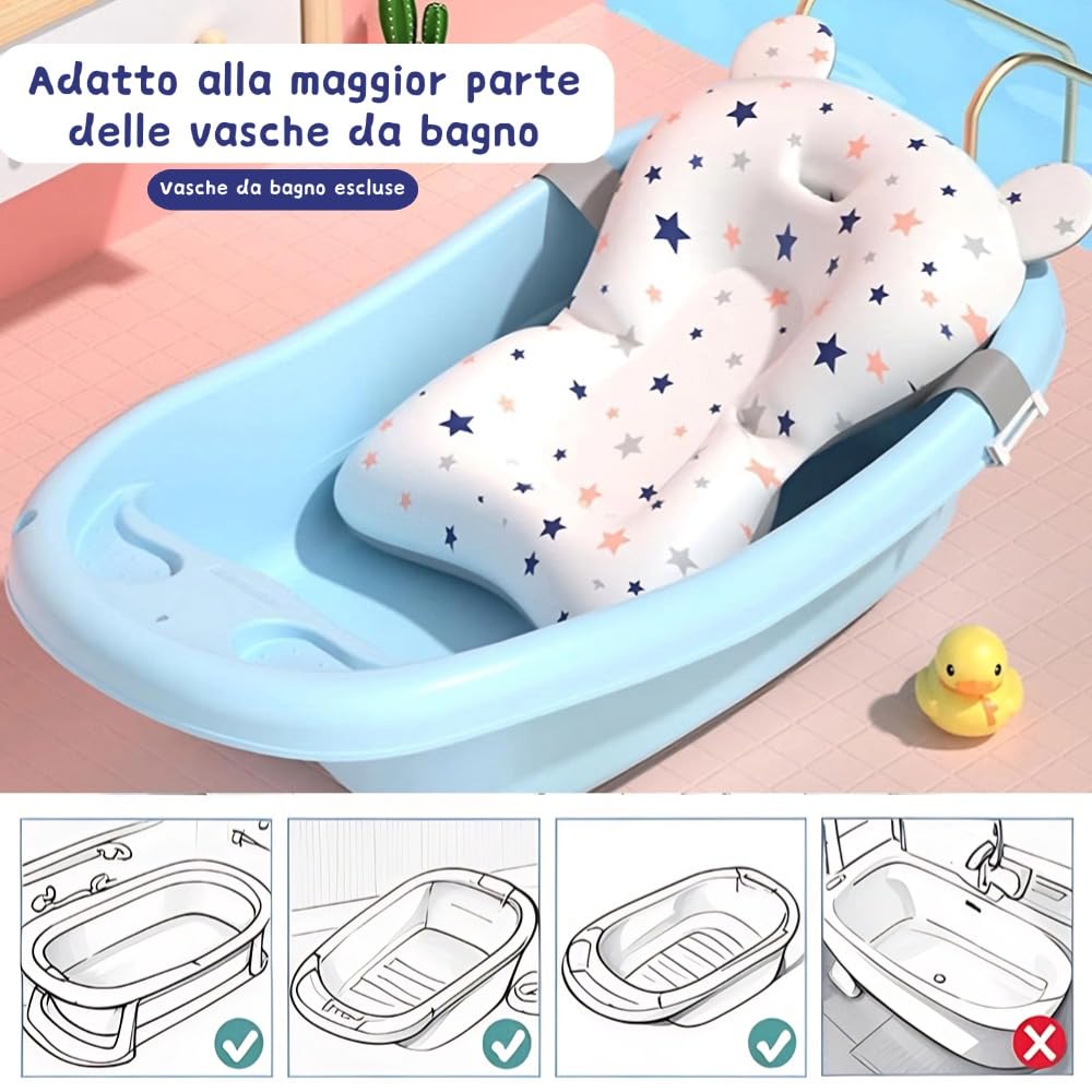 Coussin de bain pour bébé, réducteur de baignoire pour bébé, support de baignoire universel, matelas de bain antidérapant