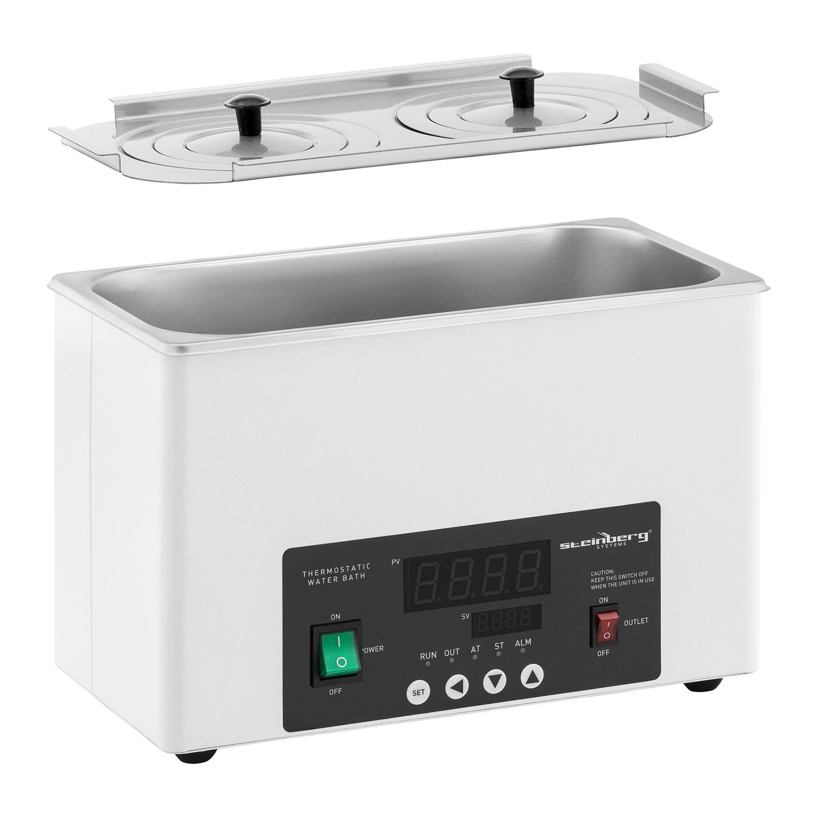 Steinberg Systems SBS-TWB-2002 Thermostatisches Wasserbad digital 6,1 l 5-100 °C 300 x 150 x 150 mm LED-Anzeige NTC-Sensor und Timerfunktion beheiztes Labor-Wasserbad