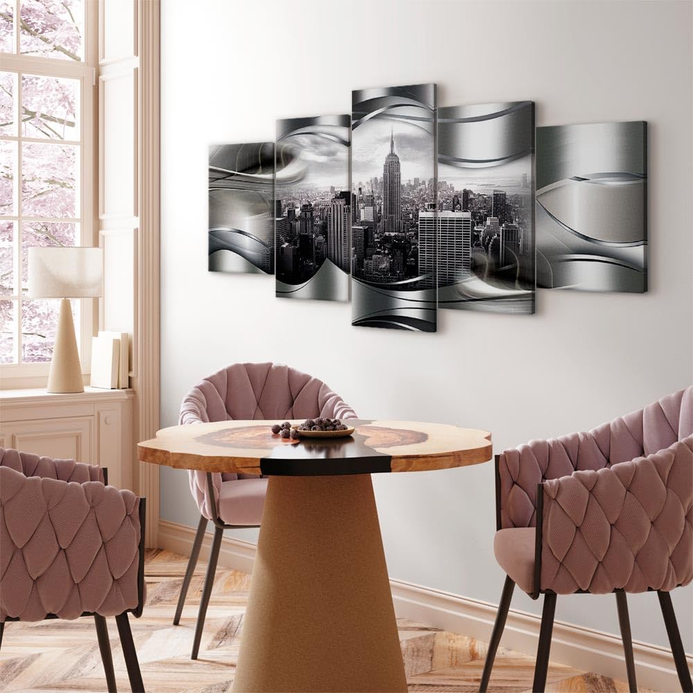 Cuadros B&D XXL - Cuadro en Lienzo 225x112 cm New York 5 piezas - Impresión en material tejido no tejido cuadros decoracion salon modernos lienzos - Ciudad Paisaje Nueva York NY d-A-0032-b-o