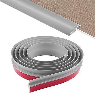 Floor Transition Strip 6.56Ft PVC Carpet to Tile Transition Strip Self Adhesive Carpet & Floor Transition Edging Trim Strip Suitable for Threshold Height Less Than 5 mm (5mm, Grey)