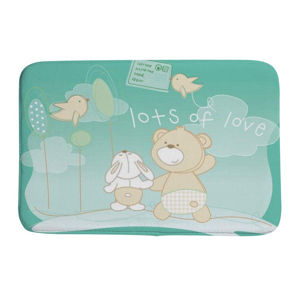 Tapis de bain antidérapant ultra absorbant en velours corail Ruchen avec motif ours mignon