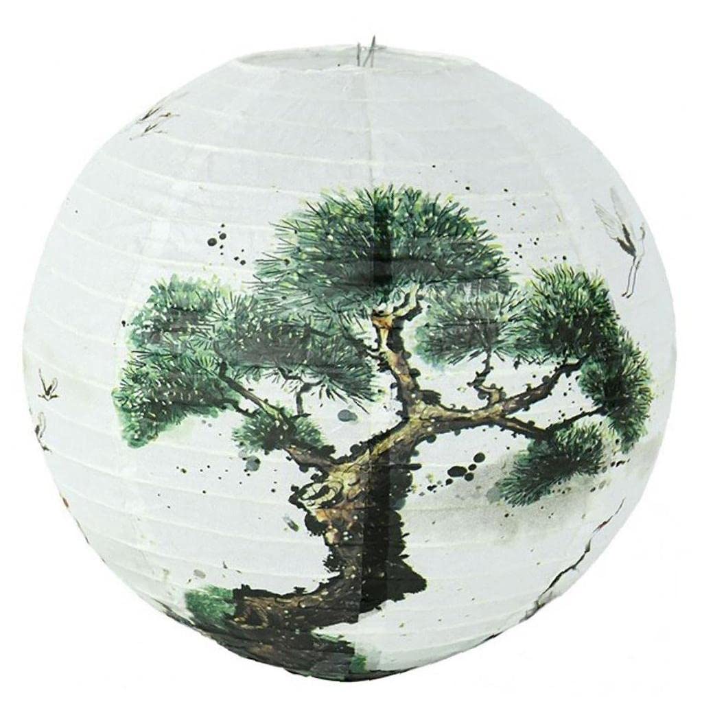 Round Paper Lantern Lamp Shade, 30cm Tissue Paper Lamps Decor Chinese Oriental Style Hanging Lights for Restaurant Home Decoration