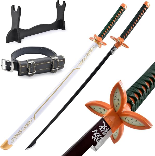 Anime Ninja Spada di bambù Katana Guerriero Arma–40pollici(104 cm),con Cintura e Supporto,per Halloween,Festa a Tema Carnevale Festa in Maschera Cosplay - 1