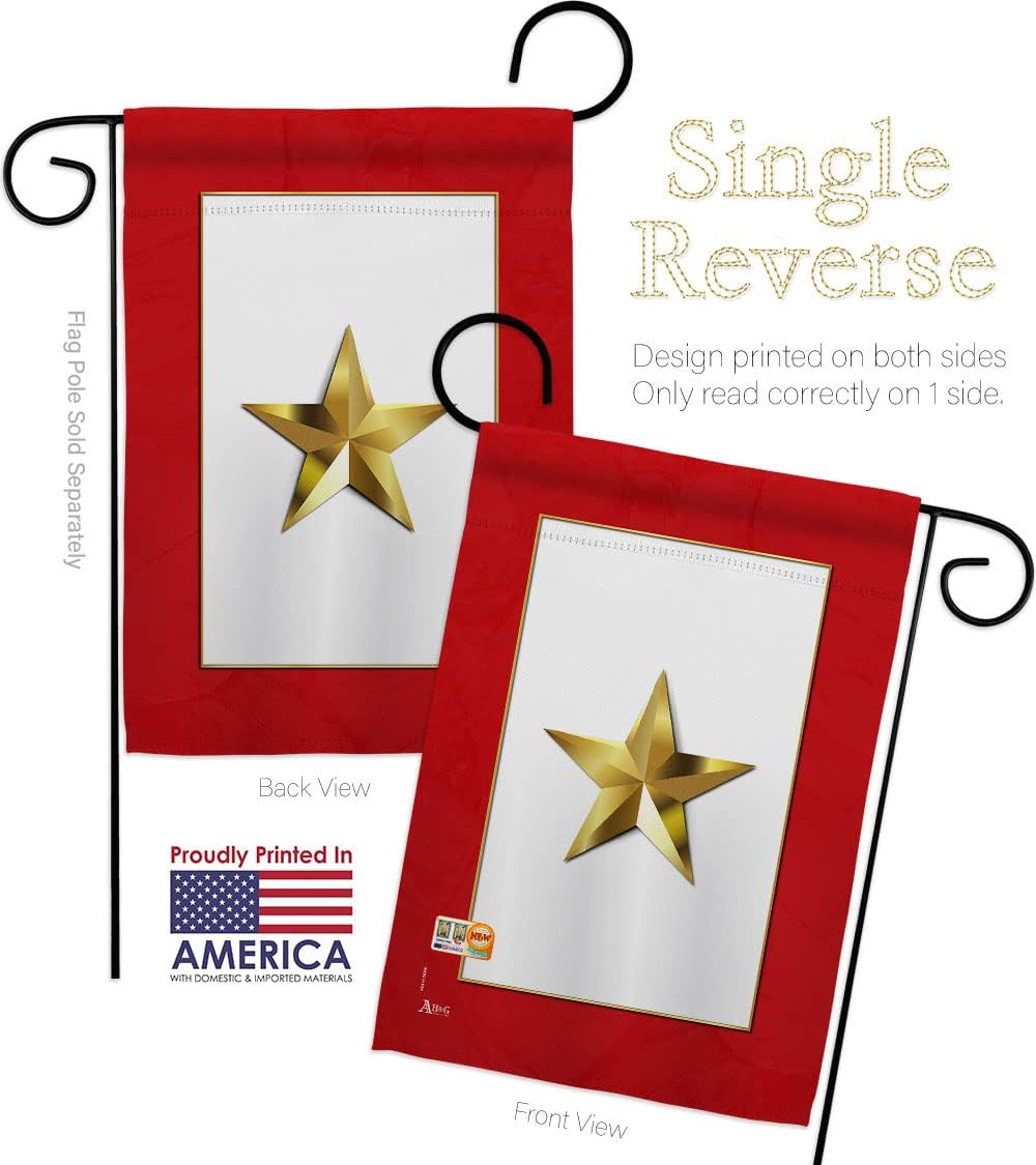 Gold Star Garden Flags 2pcs Pack Armed Forces Military Service All Branches Support Honor United State American Veteran Small Decorative Gift Yard House Banner Made In USA 13 X 18.5