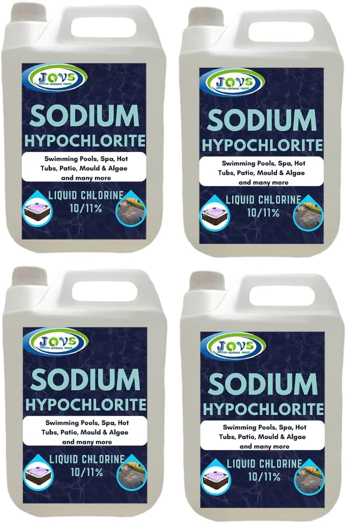 Sodium Hypochlorite 4 x 5 Litre 10/11 Swimming Pool Patio Cleaner