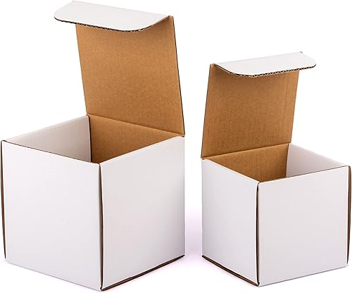 Cajas de envío de 4 x 4 x 4 con tapas para correo, embalaje y almacenamiento, cajas de café 4 x 4 con calcomanías de agradecimiento, caja de cartón