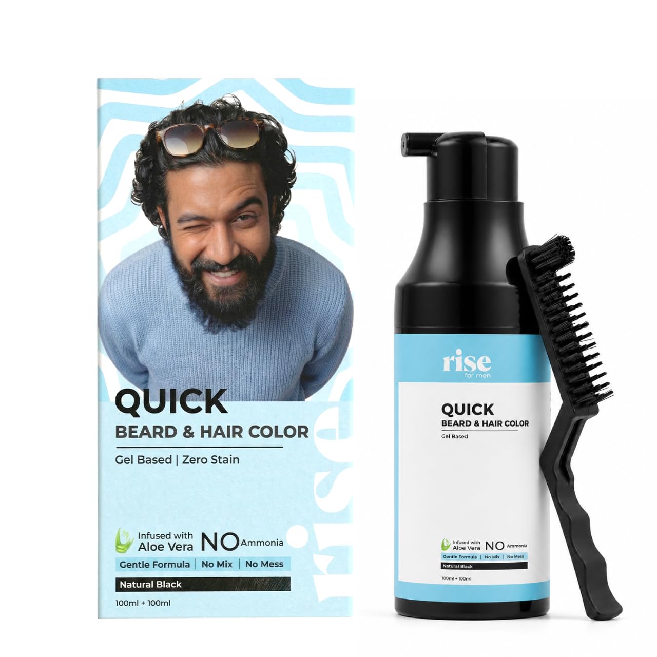 Quick Hair & Beard Color | Natural Black | Gel Formula | No Ammonia and Bleach | No Staining | Mess-Free | Aloe Vera Infused | 200ml-picture-24