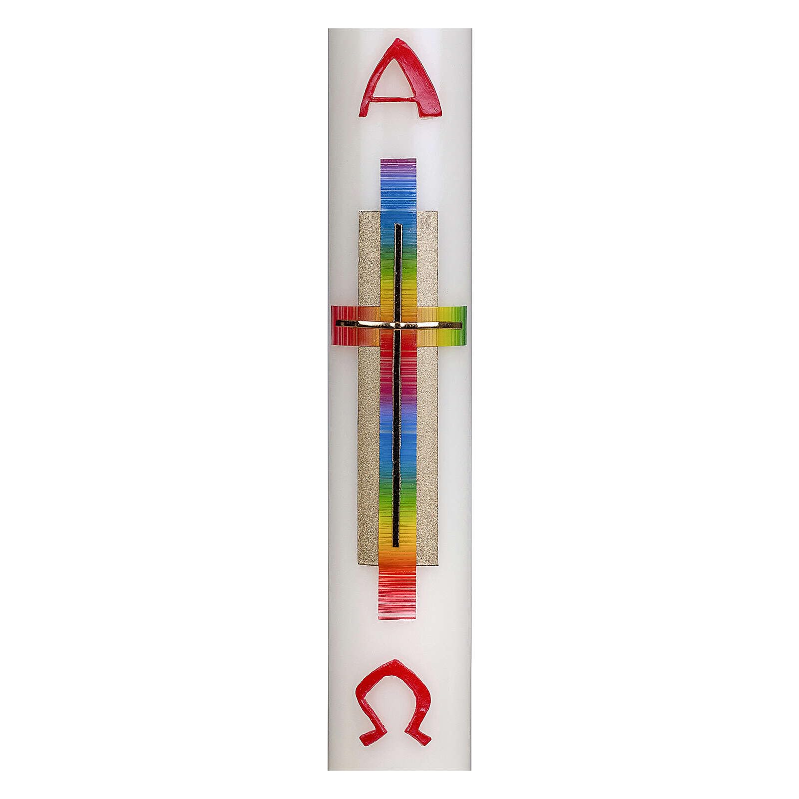 Easter Candle with Rainbow Cross 40x6 cm