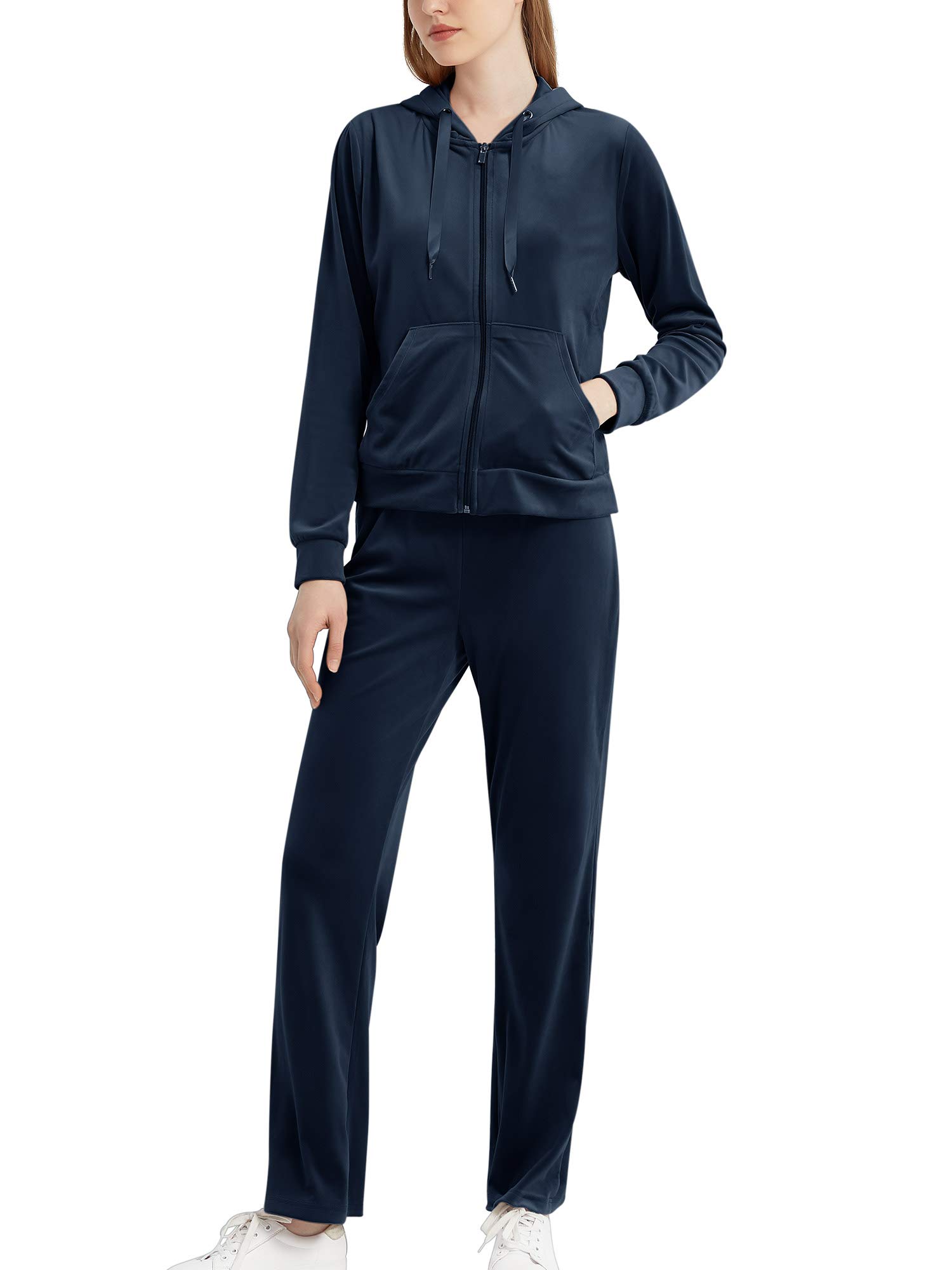 MessBebe Tute da Donna Tuta Sportiva in Velluto con Cappuccio Felpa con Cappuccio Set Ginnastica Sportivo Tuta Sportiva da Jogging Casual 2 Pezzi Ginnastica Tuta Manica Lunga