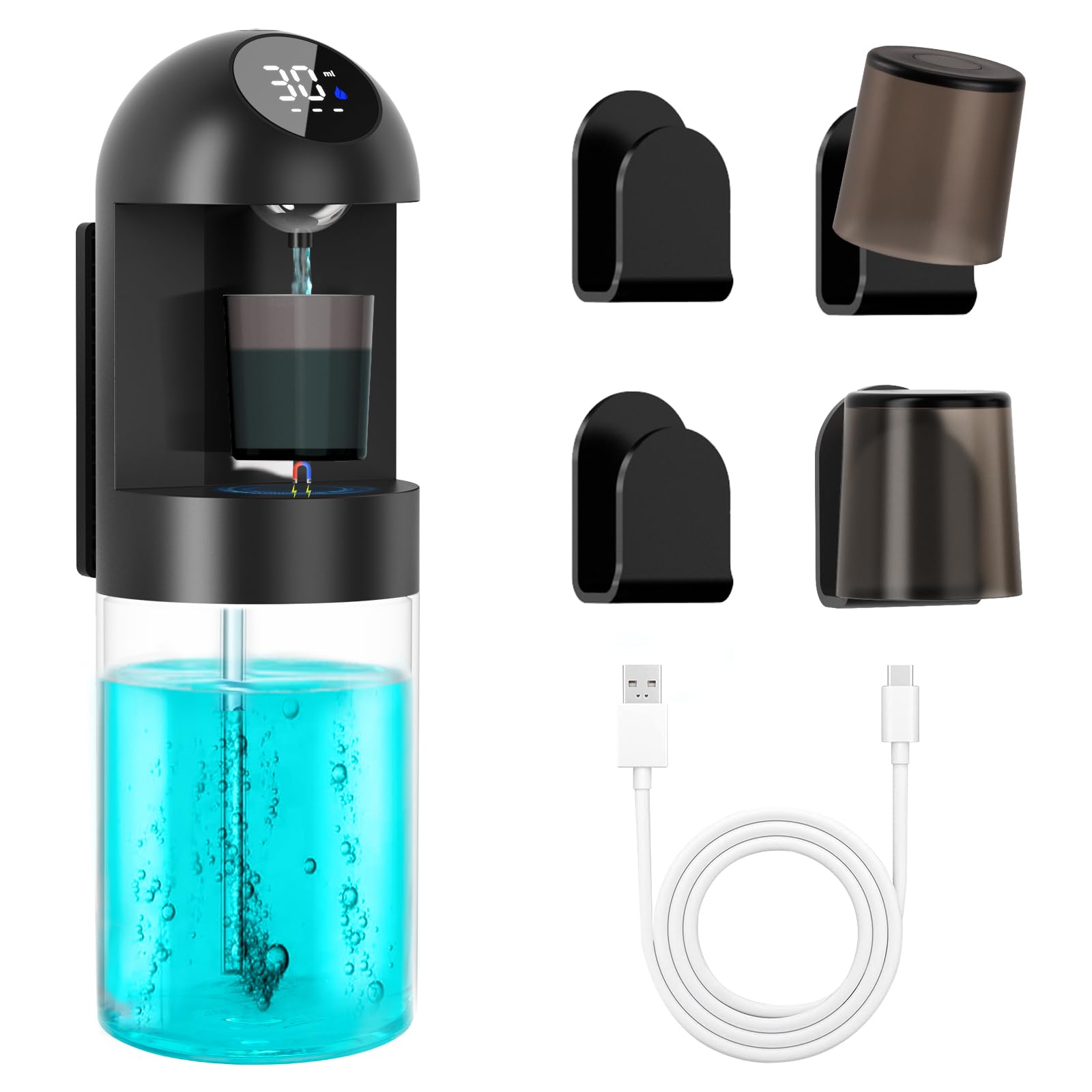 600 mL Automatic Mouthwash Dispenser for Bathroom, Intelligent Magnetic Induction Accurately Dispenses Liquid, Which is Hygienic &amp; Convenient, Protect Dental Health for The Whole Family (Black)