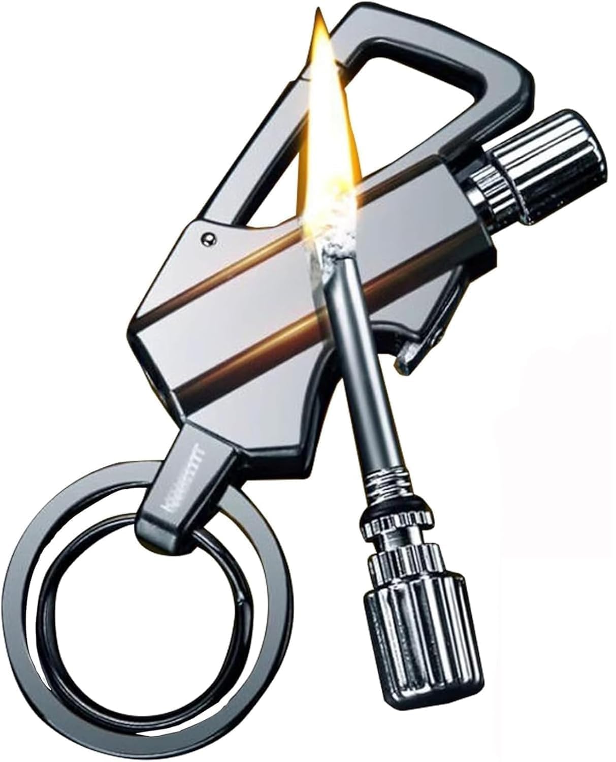 Permanent Match Infinity Light-er, Permanent Match with Multitool Keychain Bottle Opener, Forever Match for Outdoor Survival, Waterproof Reusable Matchstick, Great Gift Ideas (Silver)