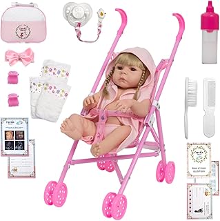 Bebê Reborn Menina Realista Roupão Carrinho Enxoval Completo